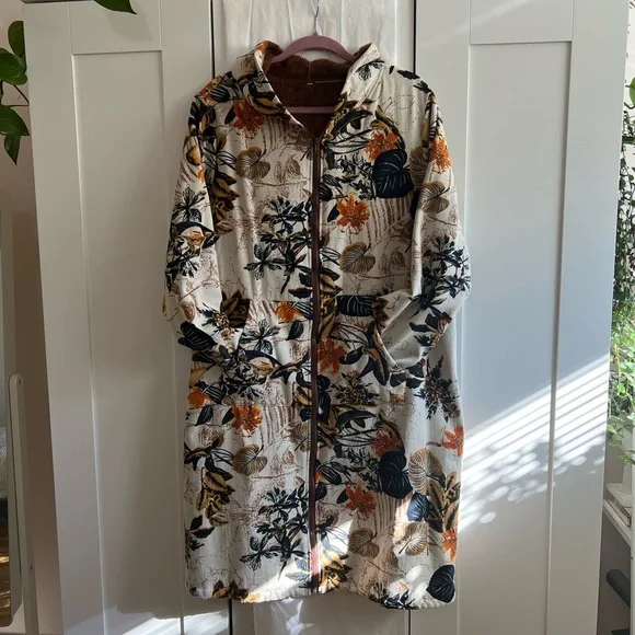 Floral Hooded Women's Coat - Picture 5 of 12